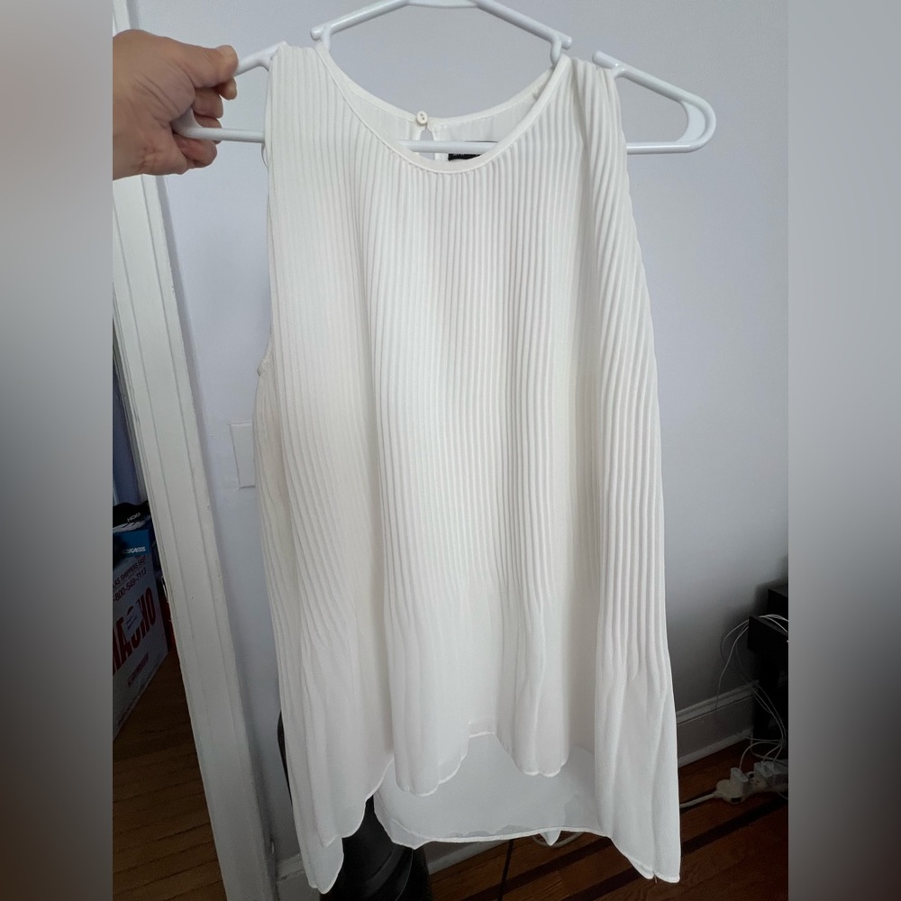 Zara Ivory Sleeveless Pleated Blouse